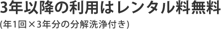 3年以降の利用はレンタル料無料 (年1回×3年分の分解洗浄付き)